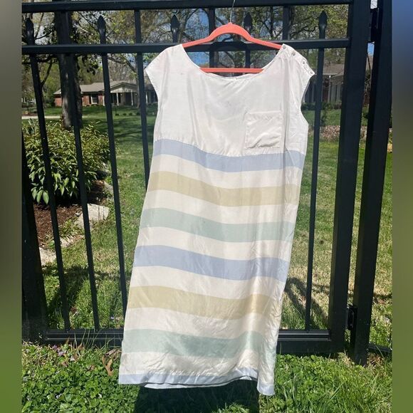 Anthropologie Odille 100% Silk Shore House Striped Dress NWT - Picture 2 of 8